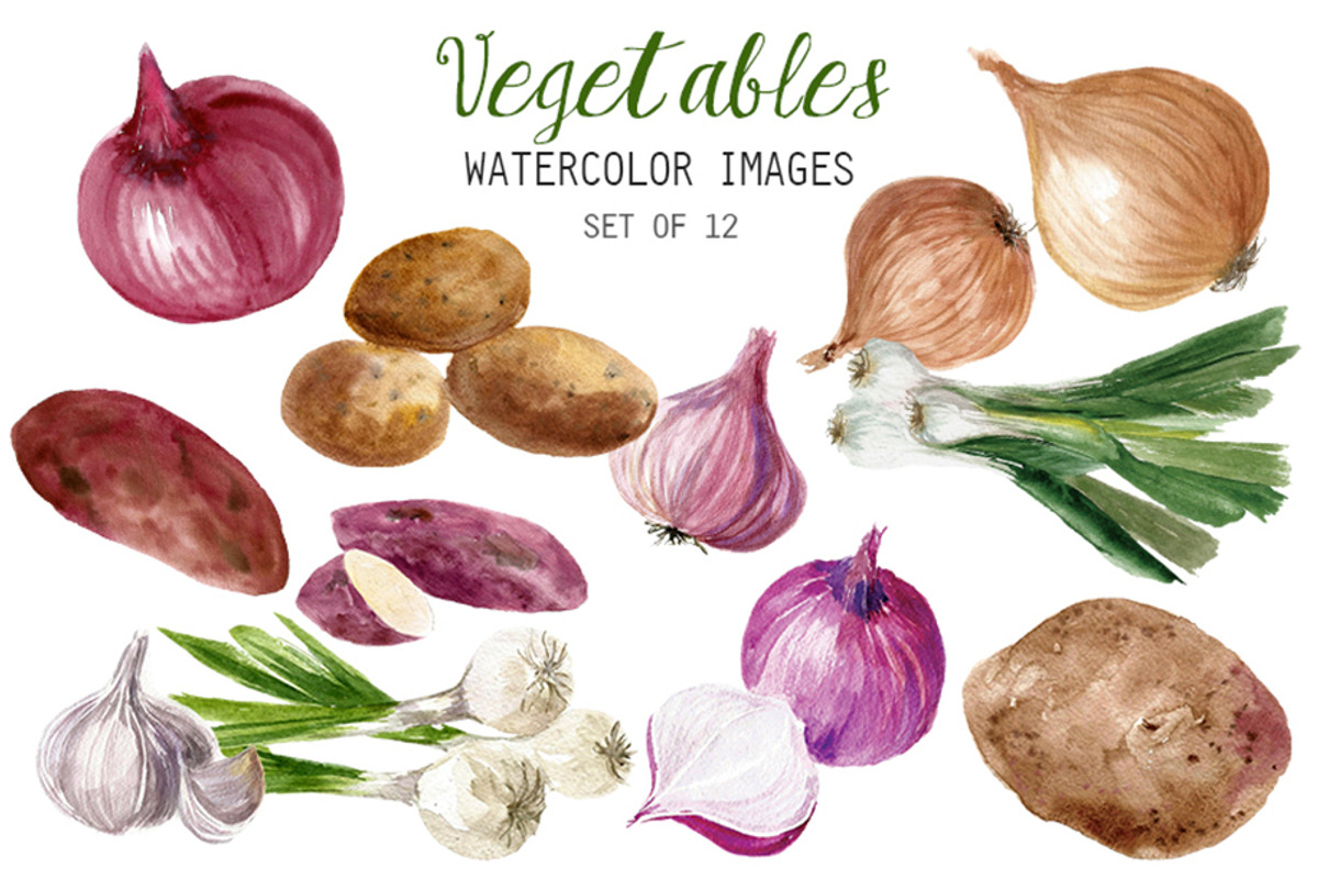 Watercolor Vegetables Clipart, a Food Illustration by YesFoxy