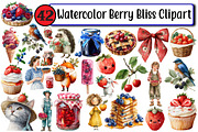 Watercolor Berry Bliss Clipart, an Illustration by Design Market (Thumbnail 1 of 3)