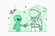 Alien and Astronaut Handshake, a Person Illustration by Partikusi Design (Thumbnail 3 of 3)