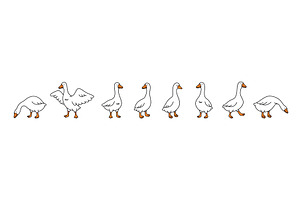 Set of 8 cartoon goose poses in, an Animal Illustration by GraphiShop
