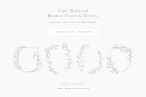 Sketched Botanical Crests & Wreaths, an Illustration by Loren Schmidt Studio