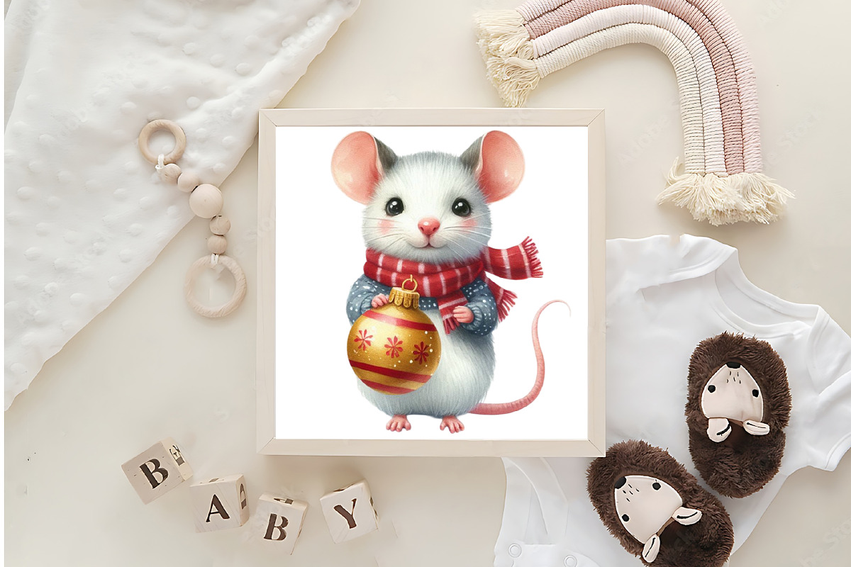 Christmas Mouse with Ornament, an Illustration by DreamArtGraphic (Photo 4 of 5)