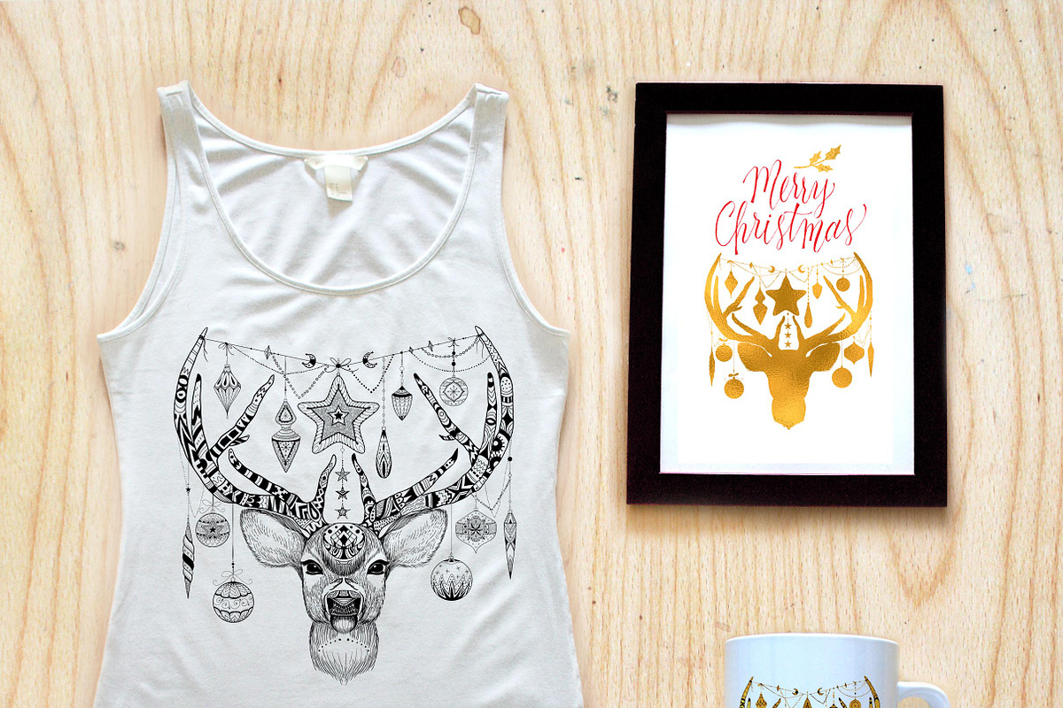 Xmas deer with decorations, a Decorative Illustration by AnastasiaFears (Photo 2 of 4)