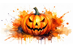 Halloween pumpkin with paint splash, a Holiday Photo by Igor Tichonow