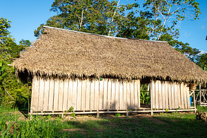 Traditional hut in Siona indigenous village, Cuyabeno Reserve, A, an Architecture Photo by GoodGoods