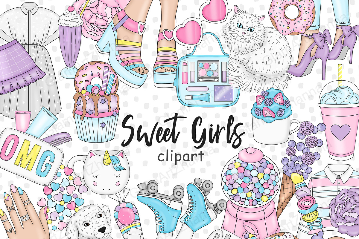 Sweet Girl Clipart, an Object Illustration by GlamArtZhanna (Photo 1 of 3)