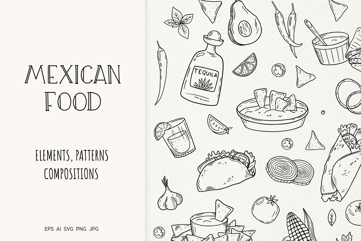 Mexican Food Line Art Set, a Food Illustration by Irina Ostapenko (Photo 1 of 6)
