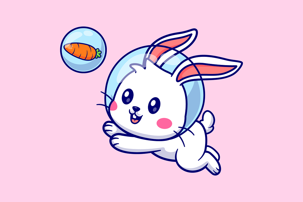 Cute Rabbit Astronaut Catch Carrot, an Animal Illustration by Catalyst Labs (Photo 1 of 3)