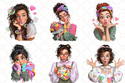 Whimsical Valentine Girl Clipart, an Illustration by Black Bird Studio (Thumbnail 4 of 6)