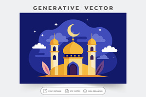 A mosque adorned with a crescent moo, a Graphic by Iftikhar Alam
