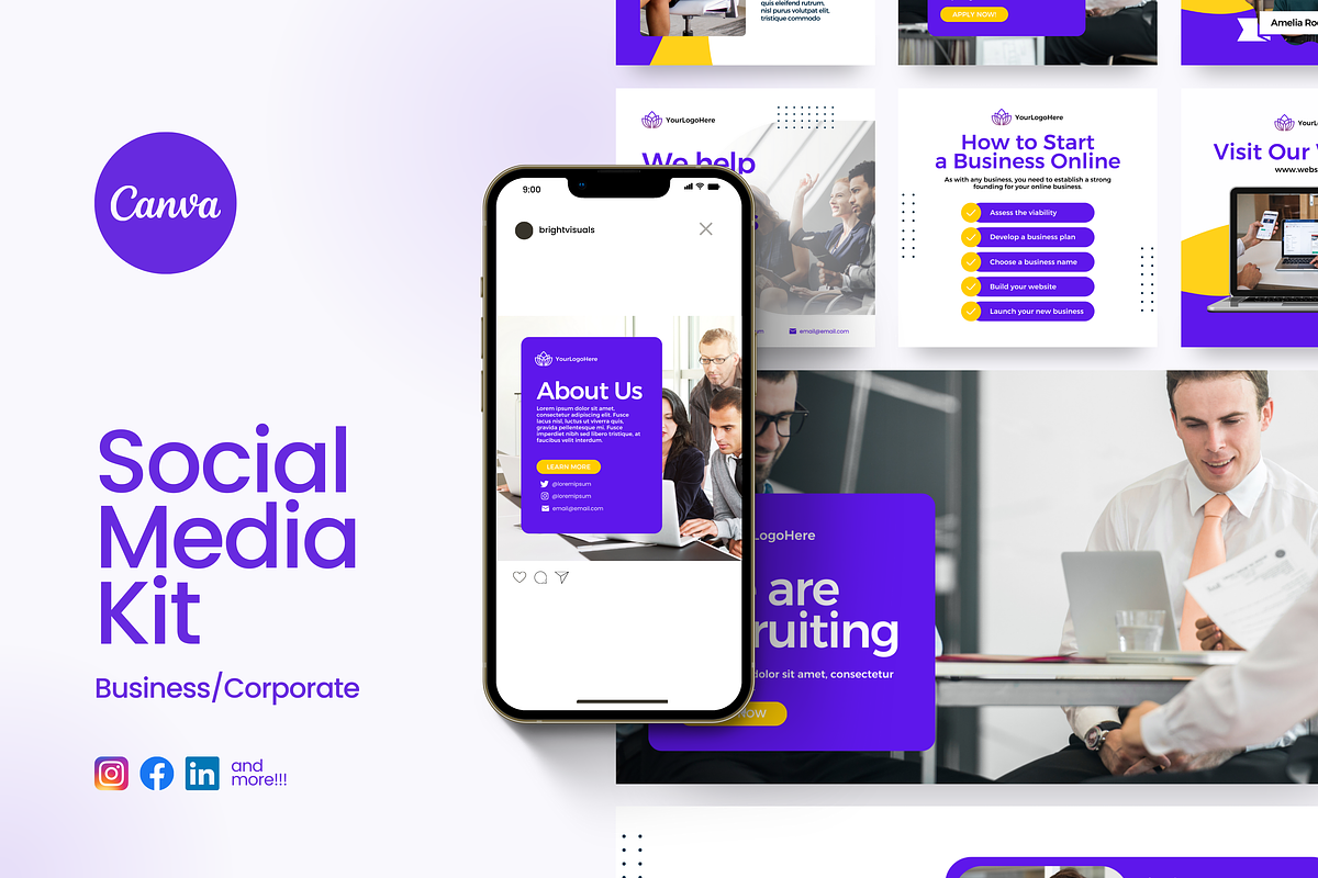 Social Media Kit | Posts and Banners, a Social Media Template by Studio B | Canva Template (Photo 1 of 10)