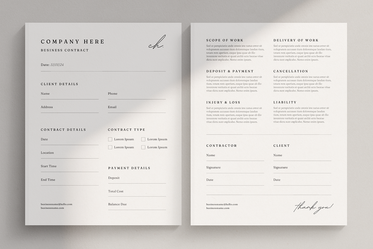General Contract Template Canva, a Stationery Template by frommakertomaker (Photo 2 of 7)