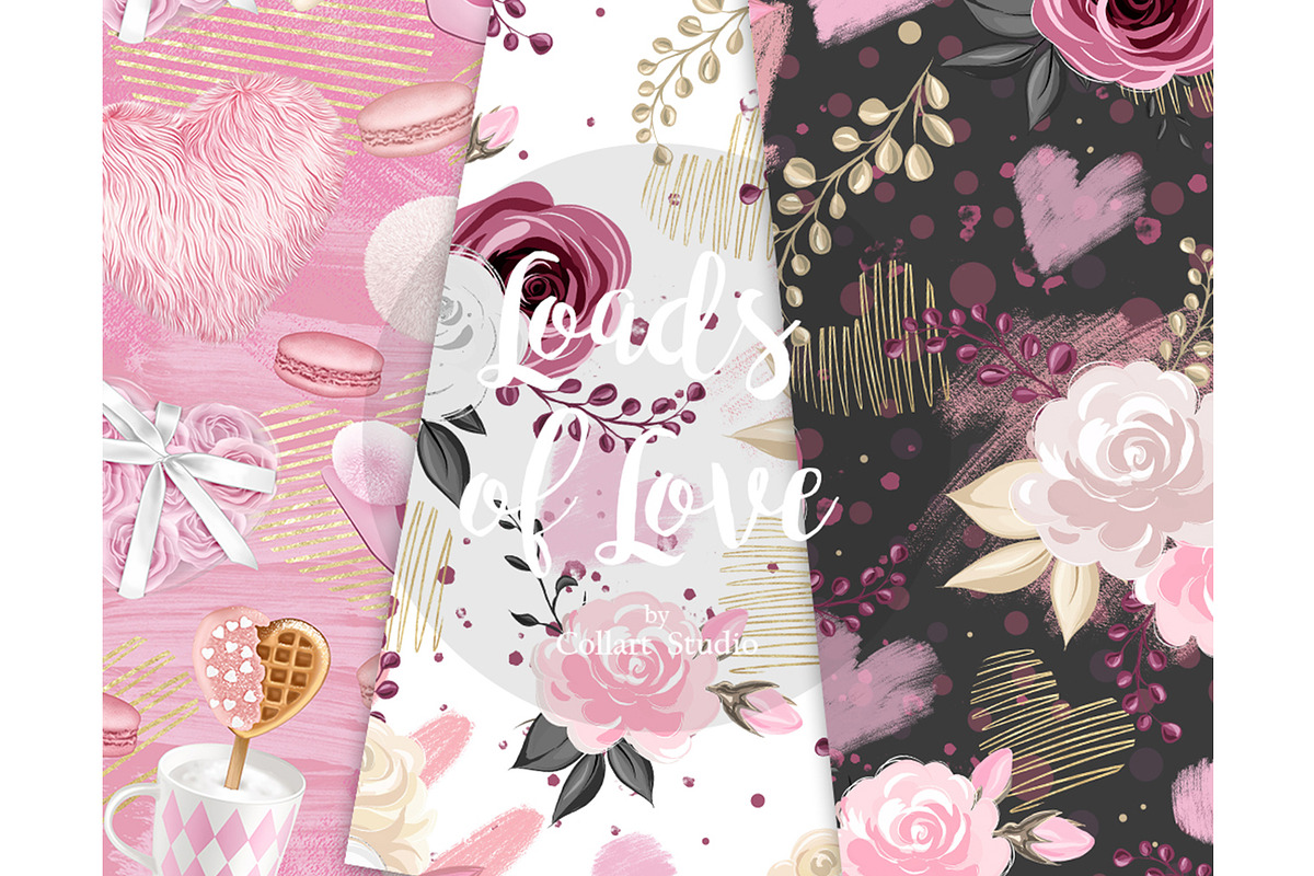Love digital paper, Valentine's Day, a Pattern Graphic by Collart Studio (Photo 2 of 9)