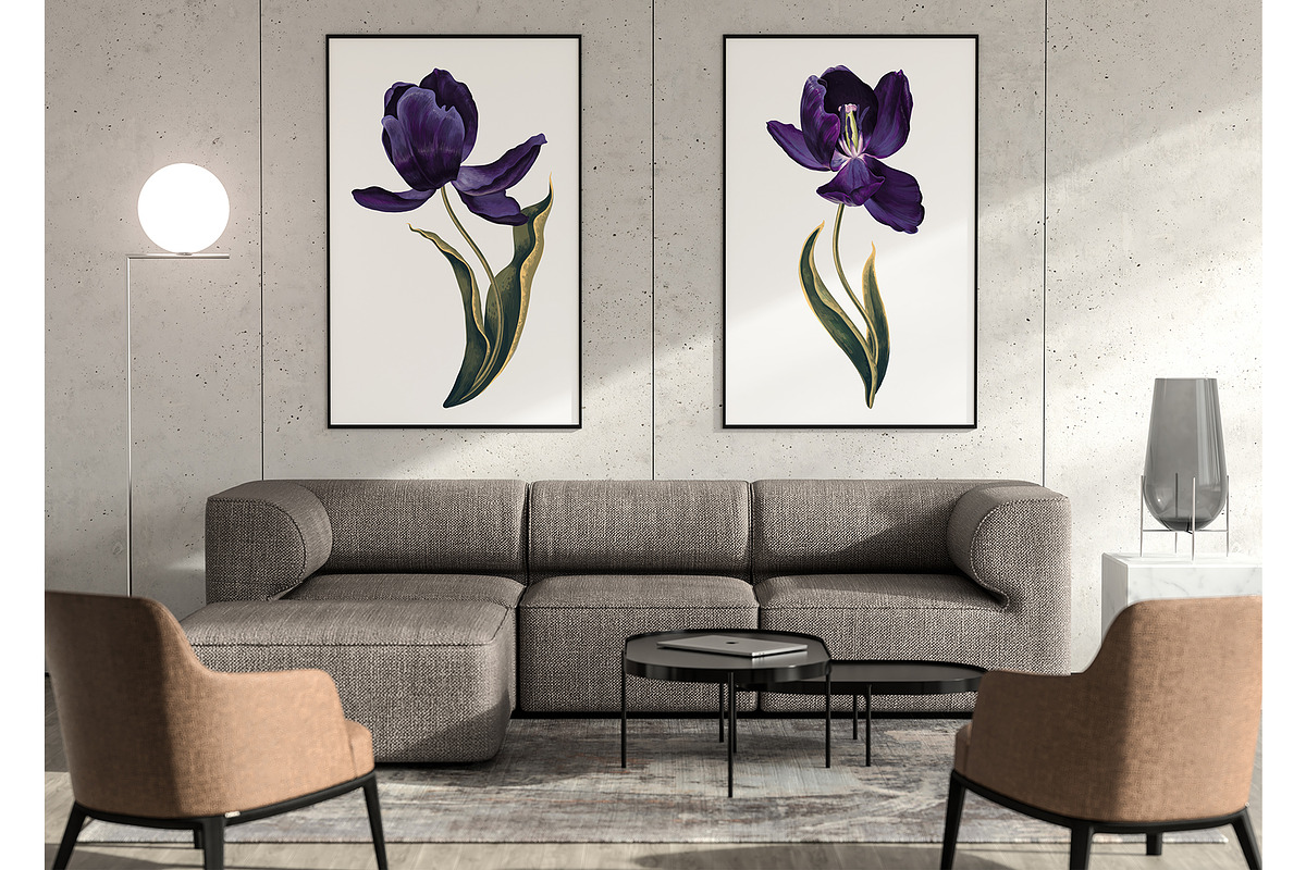Dark Tulips Vector Set, a Background Graphic by MarynaPetrovska (Photo 11 of 13)