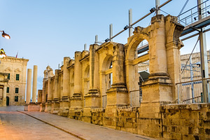 Ruins of the royal opera house in va stock photo containing valletta and house, an Architecture Photo by Leonid Andronov