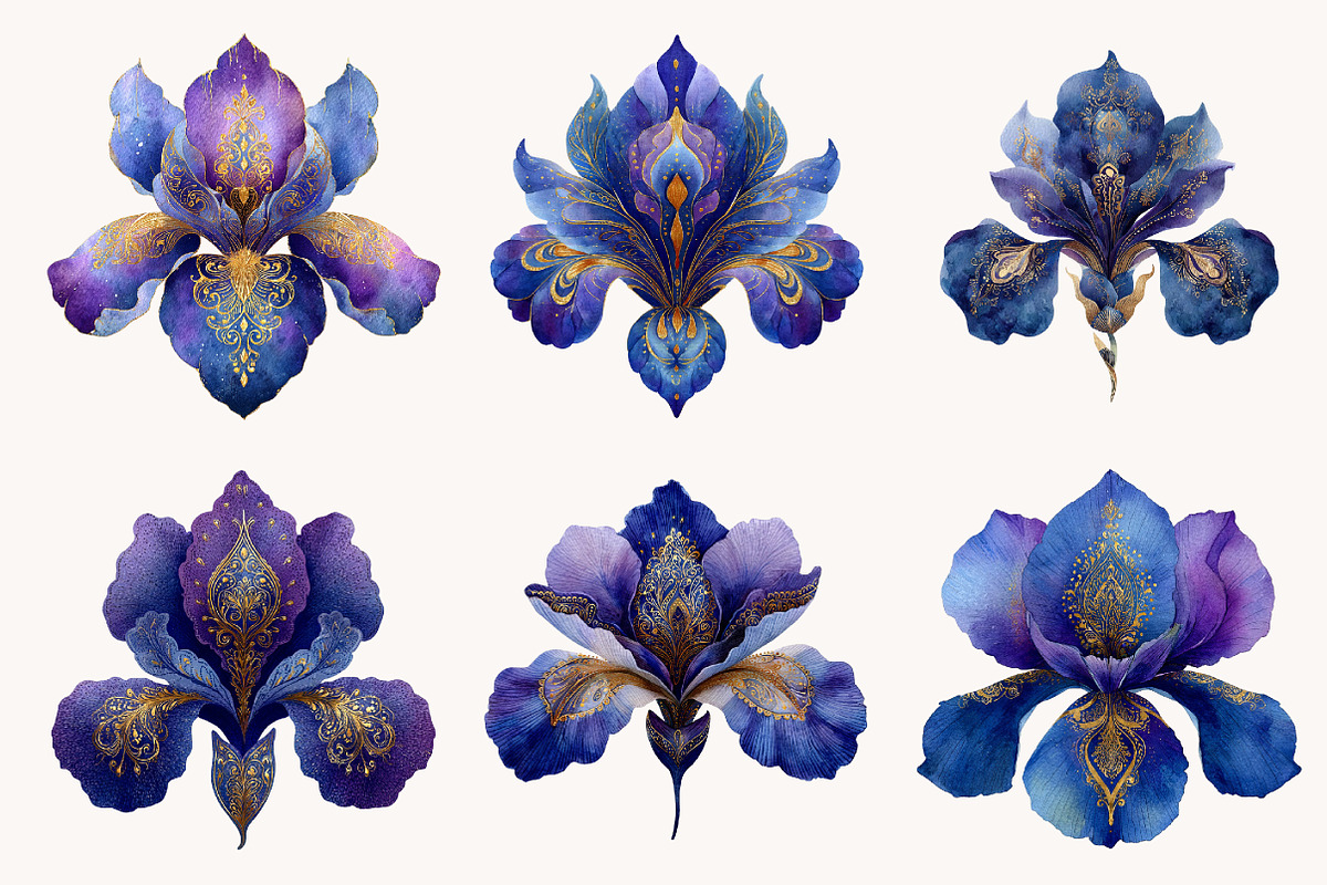 Iris Paisley Clipart Bundle, a Seasonal Illustration by Designworld (Photo 6 of 10)