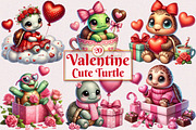 Valentine Cute Turtle Clipart Bundle, a Seasonal Illustration by Craft Nest (Thumbnail 1 of 5)