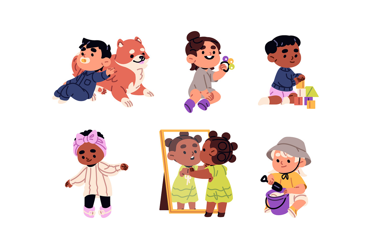 Cute babies life set + pattern, a Person Illustration by PaperTrident (Photo 3 of 5)