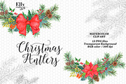 Watercolor Christmas Antler Clipart, a Decorative Illustration by Elly Studio (Thumbnail 3 of 7)