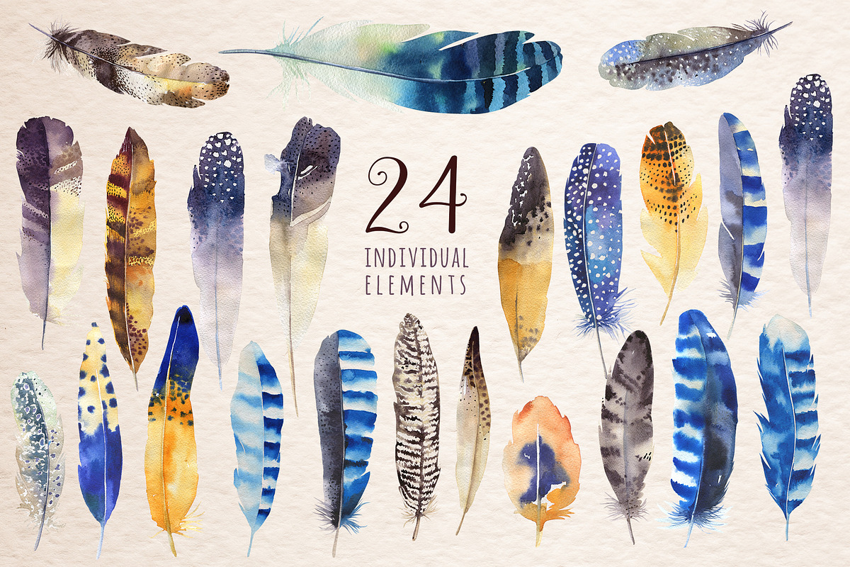 Watercolor feathers Bundle, an Illustration by Peace ART (Photo 6 of 6)
