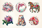 Floral Animals Clipart, Spring Clipa, an Illustration by DreamArtGraphic (Thumbnail 2 of 4)