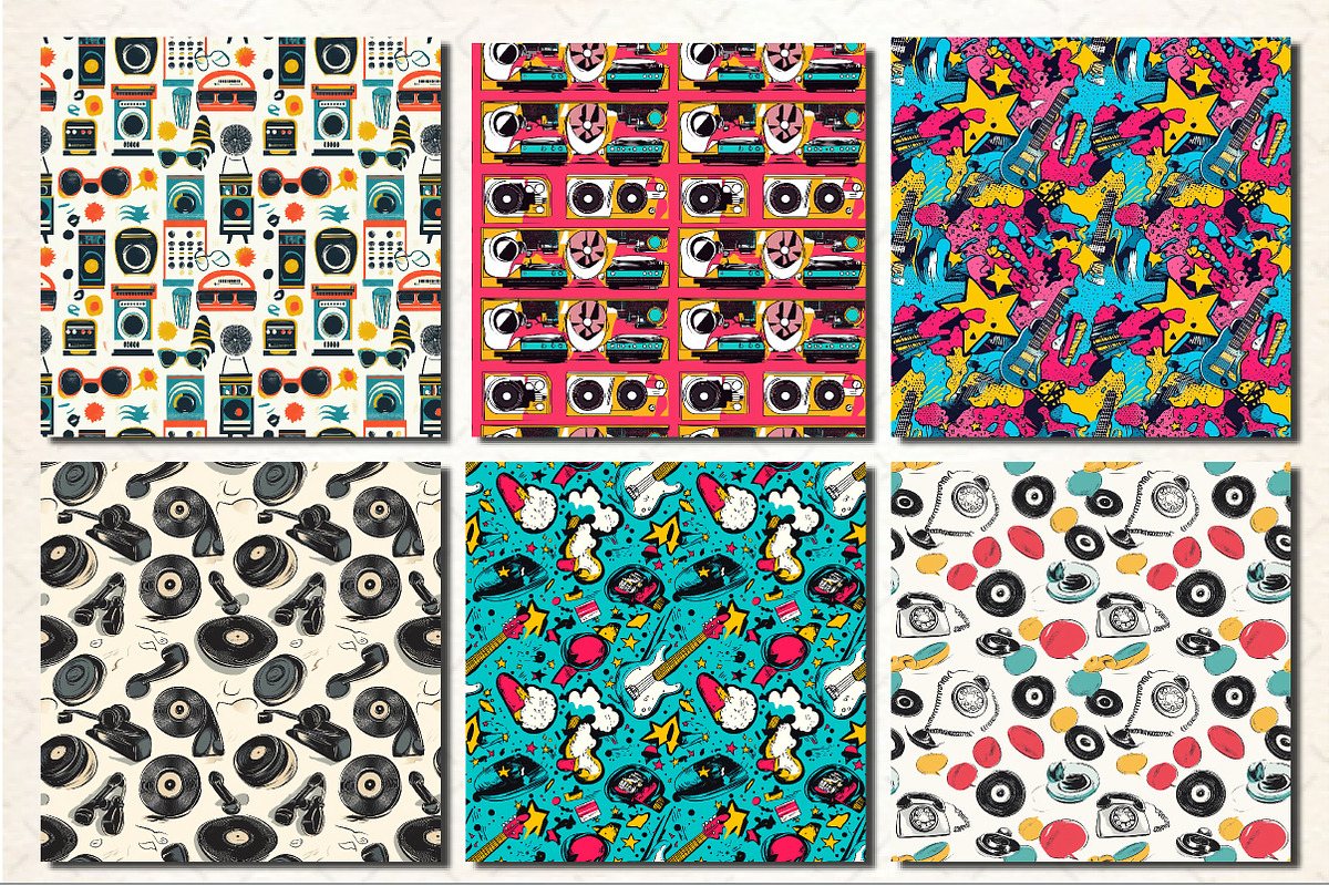 Retro Pop Art Fun Vintage Tech Music, a Pattern Graphic by Rose Art (Photo 2 of 4)