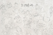 Newborn Line Art Clipart, a Person Illustration by natalisart (Thumbnail 2 of 10)