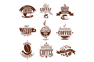 Coffee Cups For Shop Or Cafeteria Vector Icons