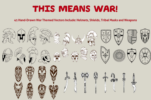 This Means War! 41 War Theme Vectors preview 3