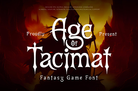Age Of Taclmat - Fantasy Game Font, a Serif Font by twinstd