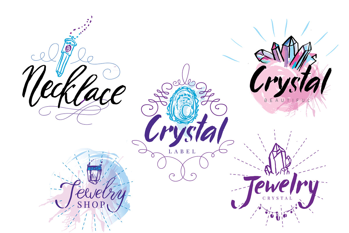 Watercolor Crystals with lettering, an Illustration by iriskana (Photo 5 of 5)