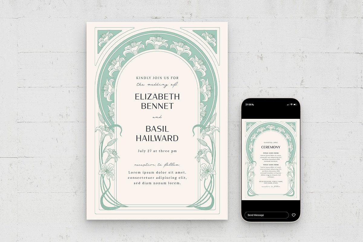 Vintage Wedding Invitation Template, an Invitation Template by BrandPacks (Photo 3 of 6)