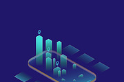Smartphone with graphs in isometric, an iPhone Mockup by majcot (Thumbnail 6 of 6)