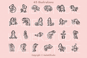 Chameleons SVG Illustrations