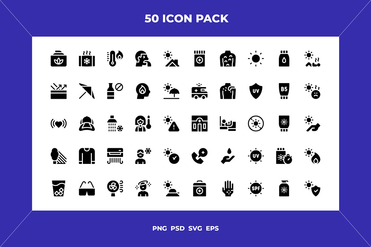 Sunburn and sun prevention icons, an Outline Icon by Wencory (Photo 1 of 2)