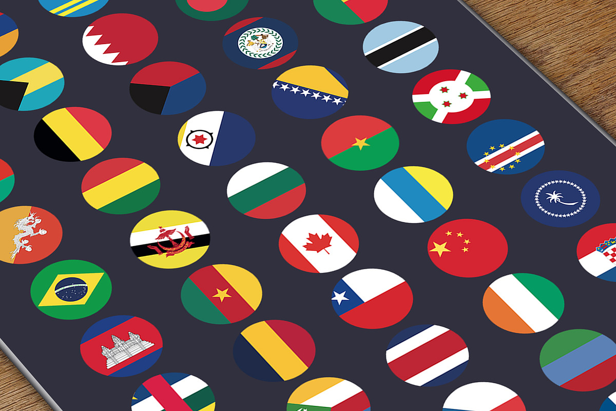 Circle Flags (230 - AI, PDF, PNG), a Solid Icon by alpercakici (Photo 3 of 5)