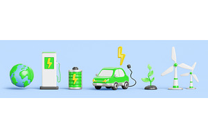 3d green energy render icon set, a Technology Illustration by Marozhkastudio