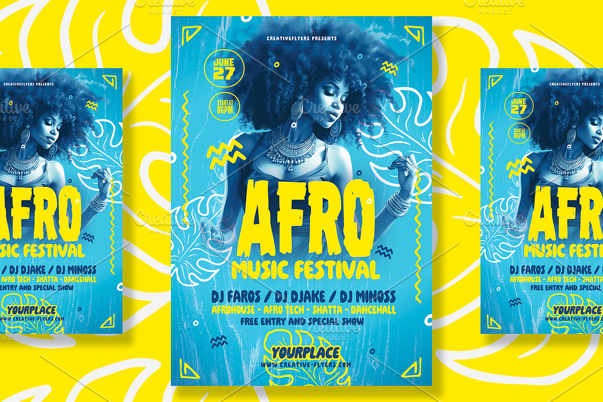 Afro Party Flyer Template, a Print Template by Rome B Creation (Photo 1 of 2)
