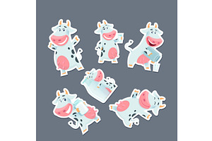 Cartoon cow. sticky paper design, an Animal Illustration by Onyx