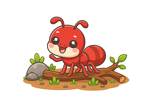 Red Ant Cartoon Character, an Animal Illustration by Artpon Illustration