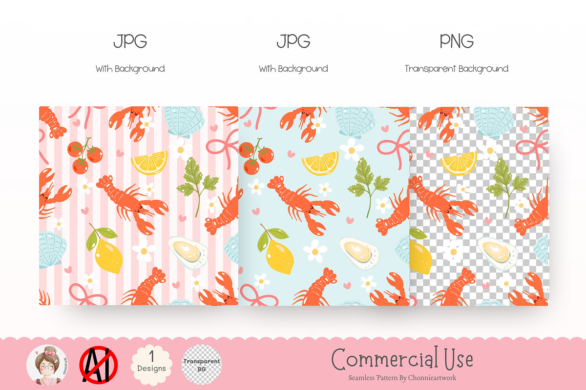 Coastal Lobster Seamless Pattern, a Pattern Graphic by Chonnieartwork (Photo 2 of 5)