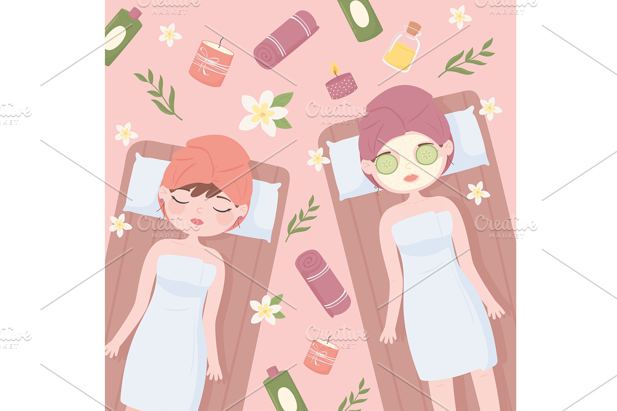 women relaxing in the spa, a Person Illustration by studiogstock