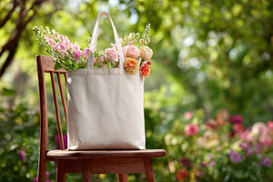 Canvas Tote Bag in Garden Setting, a Beauty & Fashion Photo by shahsoft