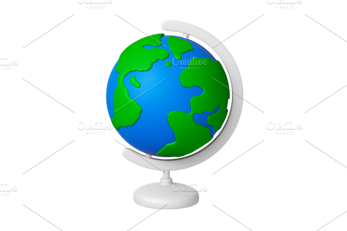 School globe 3d. Isolated world map, an Education Illustration by Valerie Bodnar