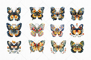 Watercolor Folk Butterflies Clipart, a Decorative Illustration by The Twin Lakes Studio (Thumbnail 5 of 9)