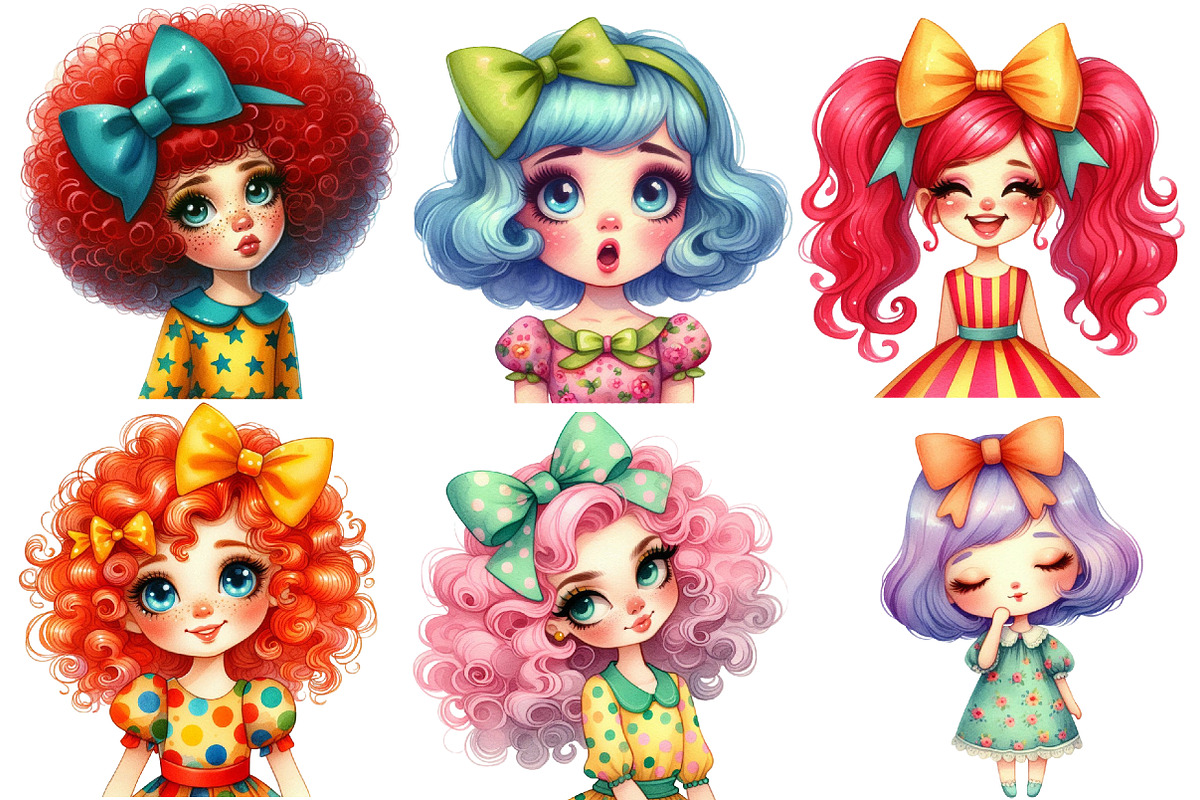 Girls Sublimation Clipart Bundle, an Illustration by Designworld (Photo 2 of 6)