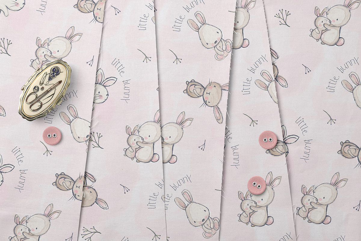Cute Baby Bunny Seamless Pattern, a Pattern Graphic by StudioGlouna (Photo 3 of 5)