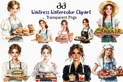 Waitress Watercolor Clipart, an Illustration by Craft Nest (Thumbnail 1 of 9)