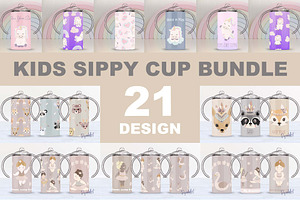 12 Oz Sippy Cup Sublimation Bundle, a Print Template by DysenkaArt