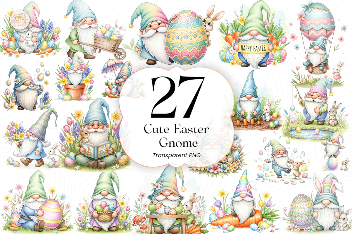 Cute Easter Gnome PNG Clipart, Bunny, a Person Illustration by KennedyStudio (Photo 1 of 5)